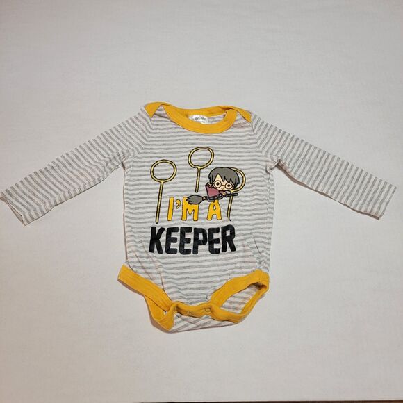 Harry Potter LS Baby Body Suit "I'm A Keeper" Stripes - Size 12M - Picture 2 of 4